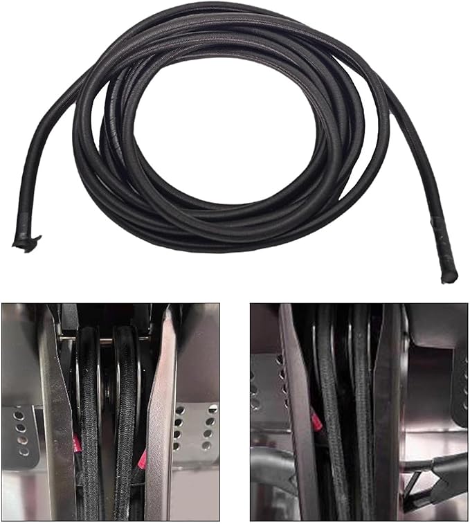 Rowing Machine Elastic Rope Replacement Cord, 158in Black for 500/550