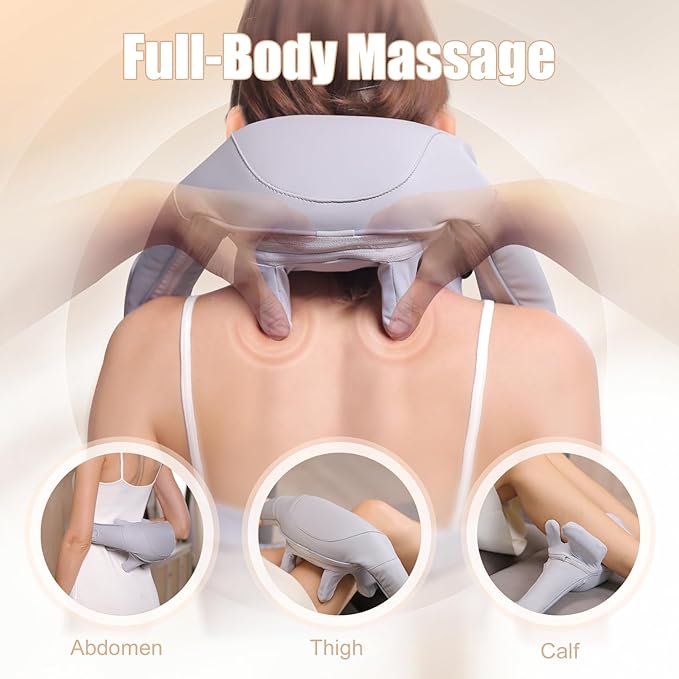 Electric Shiatsu Back and Neck Massager, Cordless Shoulder Massager with Heat, Deep Tissue 3D Kneading Massage Pillow for Shoulder, Leg, Body Muscle Pain Relief, Gifts for Men Women