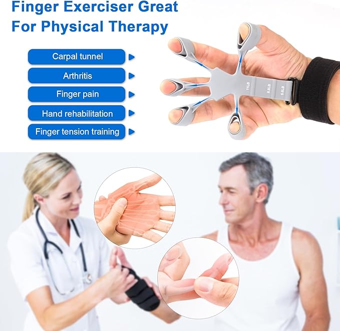Grip Strength Trainer - Double-Sided Finger Exerciser and Hand Strengthener for Hand Therapy, Rock Climbing - Relieve Pain for Arthritis, Carpal Tunnel