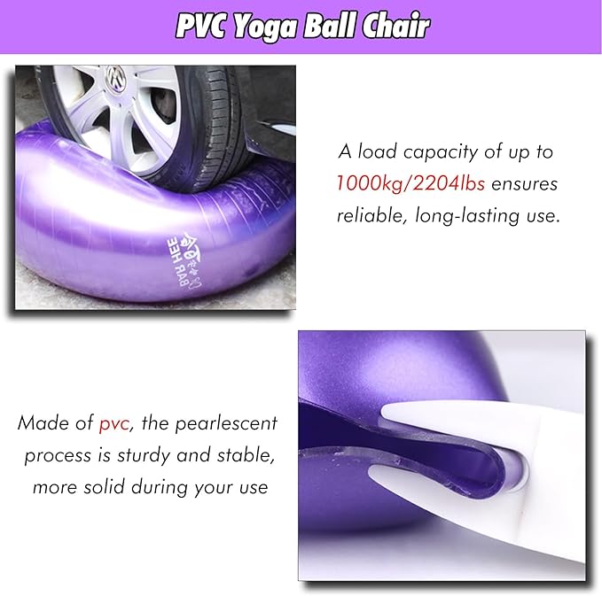 SRNSAEB Exercise Ball Seat for Office Desk Height, Ergonomic Balance Ball Chair Stool for Home/Office/School/Gym/Prolonged Sitting, Height Adjustable Pilates Yoga Ball Chair(Pink,55cm (21 7/10in))