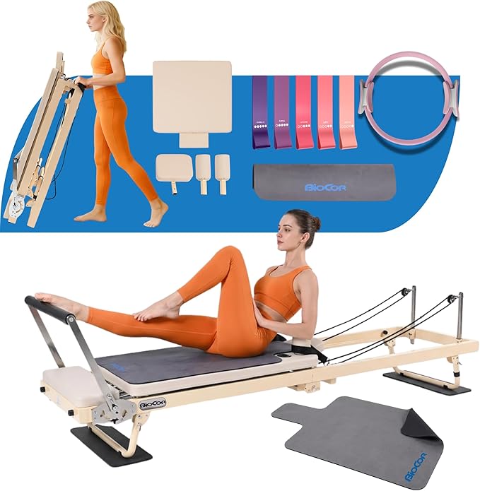 92" 3RD Gen Extended Pilates Reformer, Foldable Pilates Machine with Yoga Ring & Headrest, Jumpboard, Dual Resistance Springs, Pilates Equipment for Home Workout, up to 500 lbs