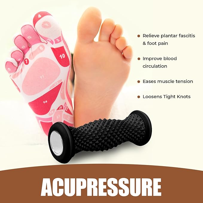 Foot Massager Roller - Portable Arch & Plantar Fasciitis Relief Tool - Deep Tissue Muscle Massage Roller for Feet,Carf, Heel Pain