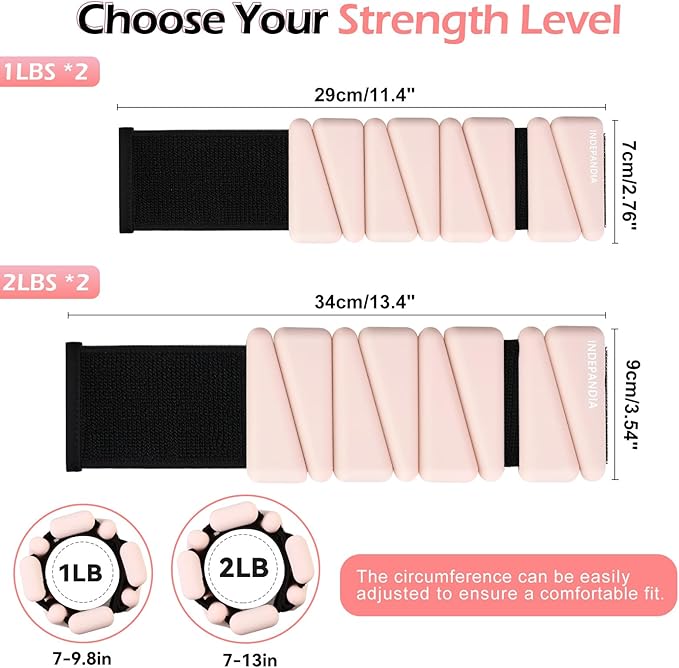 Wrist Ankle Weights for Women & Men, 2lbs/4lbs Adjustable Weighted Bangles to Boost Calorie Burn & Strength, Arm & Leg Weights for Pilates, Yoga, Walking, Barre, Gym & Home Workout