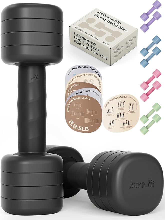 Cocoa Pilates Kit and Black Adjustable Dumbbell Set 2lb to 5lb Bundle