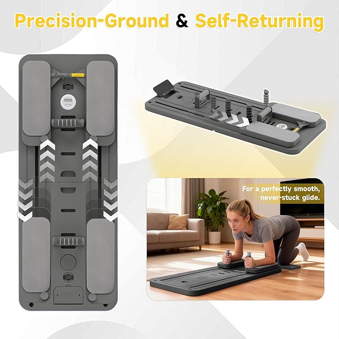 COSIEST Pilates Board for Home Use, Foldable Pilates Reformer Set with Resistance Bands, All-in-One Professional Workout Fitness Equipment for Core, Abs, Glutes, Legs, Butt, Arms Toning