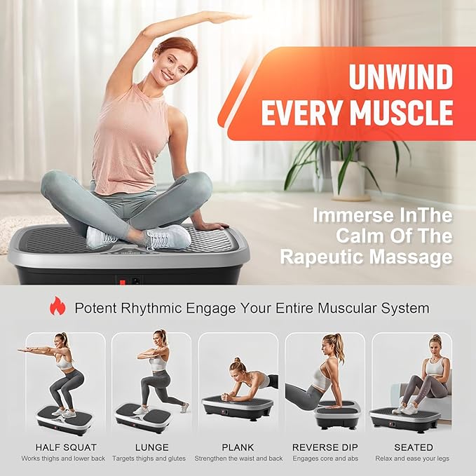 Vibration Plate Exercise Machine - Weight Loss & Toning for Cardio Fitness Home Gym Fitness Equipment for Lymphatic Drainage and Weight Loss Whole Body Workout Shaping