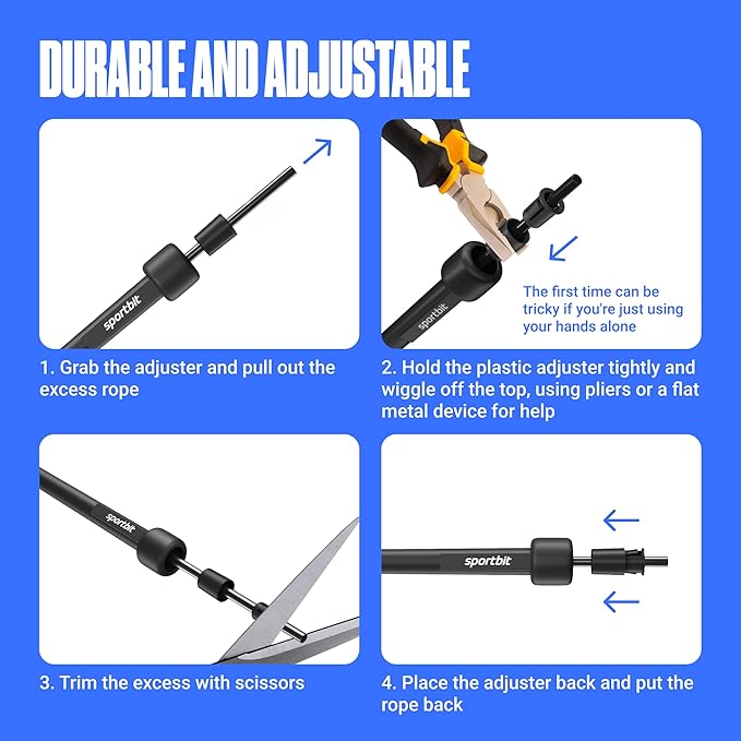 SPORTBIT Adjustable Jump Rope for Fitness and Exercise – Skipping Rope for Cardio, Boxing, and Weight Loss – Speed Rope perfect for Men & Women