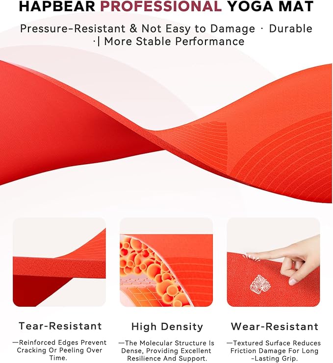 HAPBEAR Extra Large Yoga Mat (84''×30'') - 1/3'' Thick Double-Sided PVC Non-Slip Exercise Mat with High Rebound Cushioning, Dual-Side Usable for Home Gym, Yoga, Pilates & Workouts -Orange