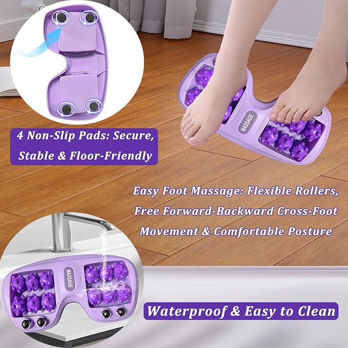 Portable Double Foot Massage Roller for Plantar Fasciitis Relief,Foot Massage Roller with Acupressure Therapy,Pain Relief, Stress Relief & Improved Circulation, Reflexology Tool for Home & Office Use