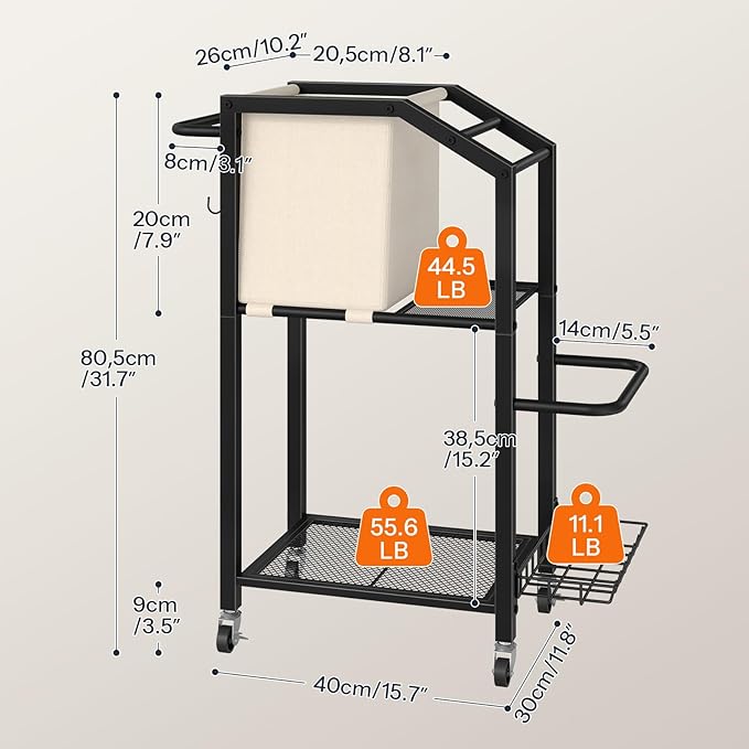 HOOBRO Dumbbell Rack, Weight Rack for Dumbbells, Yoga Mat Storage Rack, Home Gym Storage Rack for Dumbbells Kettlebells Foam Roller, Workout Storage Organizer with Wheels & Hooks, Black BE85CJ01N1