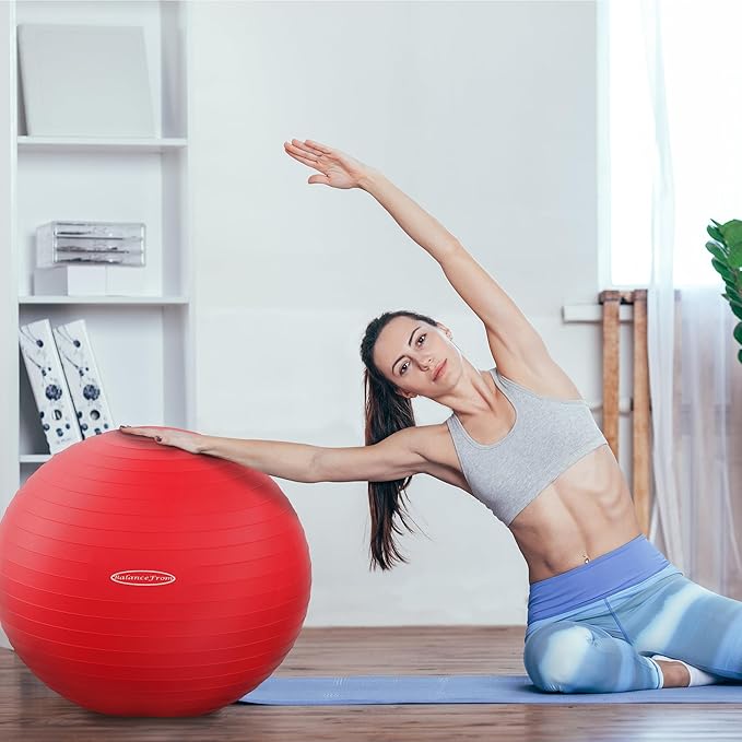Fitvids Exercise Ball for Fitness, Yoga, Pilates with Quick Pump, Anti-Burst Slip Resistant Balance Ball