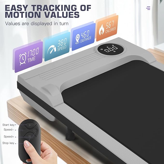 Under Desk Walking Pad for Home Office - 2.5 HP Portable Treadmill With 300 lb Capacity, Compact Jogging Running Machine, Remote Control and LED Display