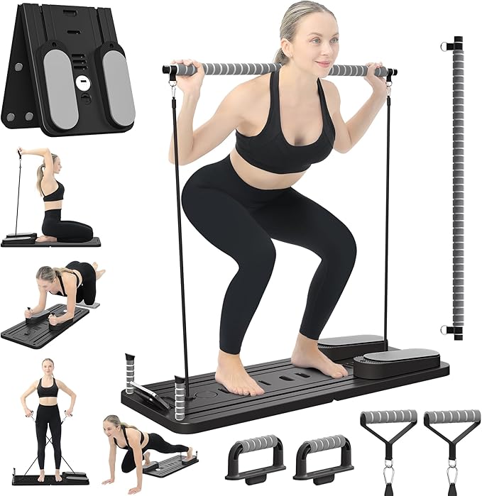 Pilates Board - Pilates Reformer Set, Multi-Purpose Foldable Pilates Reformer Board for Home,11 in 1 Pilates Equipment