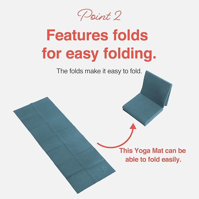 Primasole Folding Yoga Travel Pilates Mat Foldable Easy to Carry to Class Beach Park Tear resistant Travel Picnics 4mm Thick 9 Colors