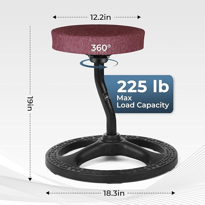 ADHD Chair for Kids, Yoga Chairs for Adults, Wobble Stool Active Flexible Seating Desk Chair with Non-Slip Base and Washable Seat Cover for Stability, Balance, Yoga, Office, School, Classroom