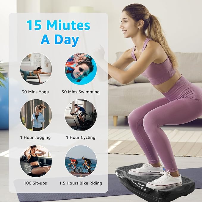 XXL Extra Large 120 Levels Vibration Plate Exercise Machine Maximum Load 330LBS, Helps Lose Weight and Shape Your Body, Tone Your Health Home Gym Workout, Black