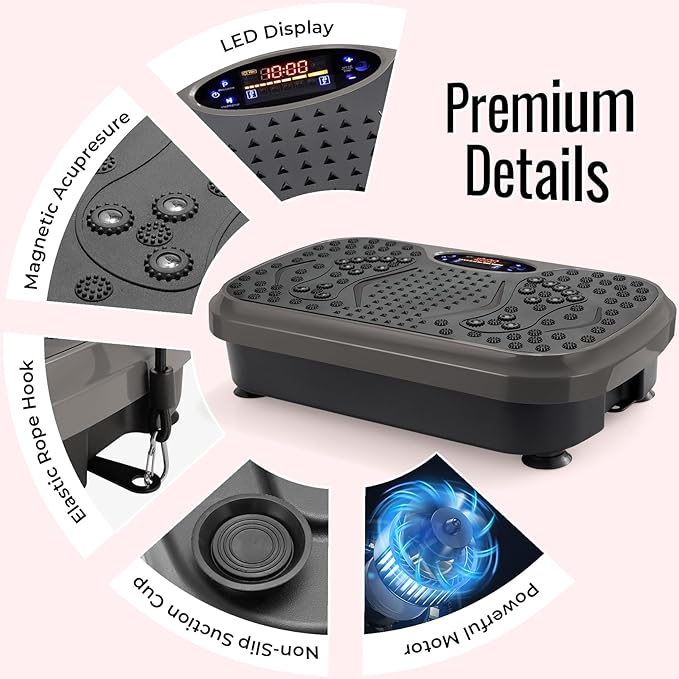 Arlopu 3D Vibration Plate Exercise Machine, Full Body Workout Vibration Platform for Weight Loss & Lymphatic Drainage, Shake Fitness Platform with Loop Bands for Women Men