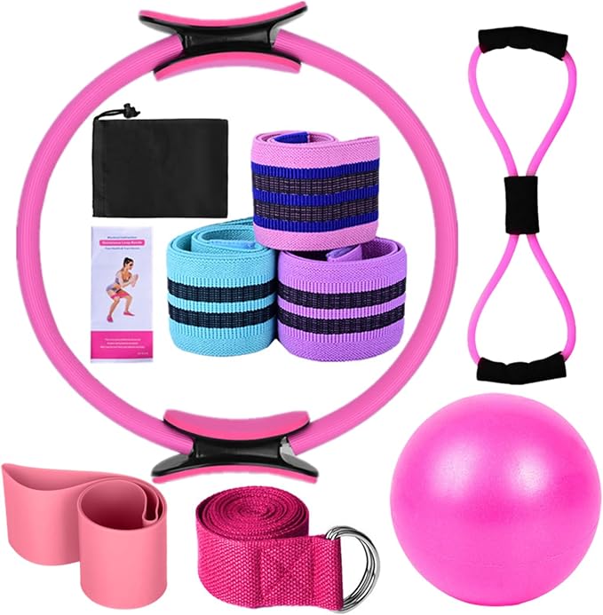 Yoga Sets for Women Pilates At Home Equipment Pilates Magic Ring oty Bands for Working Out Glutes Yoga Ball 25cm Figu 8 sistance Band Yoga Bands for Sttching