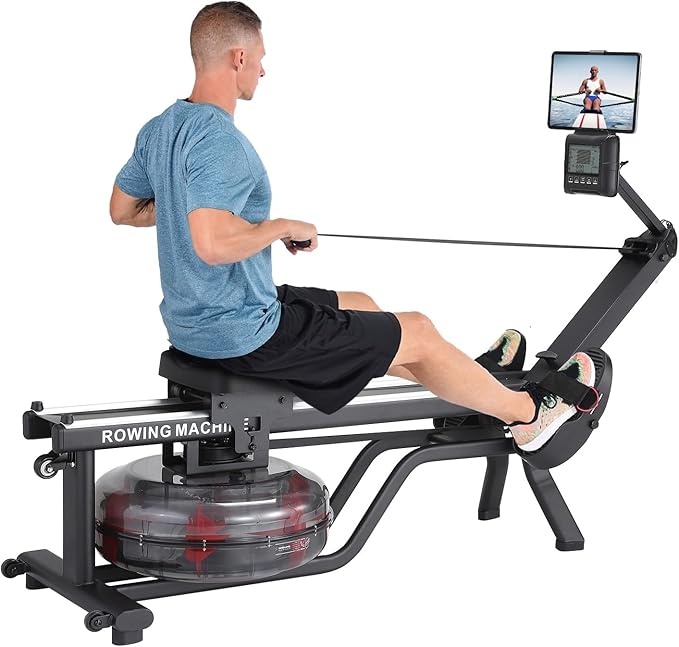 Magnetic/Water Rowing Machines for Home, Full-Body Workout, Low-Impact, Max 350Lb Weight Capacity, Rower Machine of Quiet Resistance, App Compatibility & Space-Saving Design