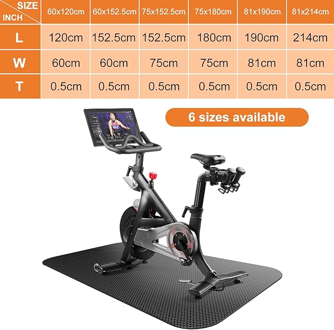 Bike Mat,Treadmill Mat,Compatible for Elliptical,Exercise Bikes, Stationary Cycles,Spin Bike,Under Exercise Bike Trainer Pad for Indoor Stationary Gym Fitness Equipment Hardwood Floor Protector