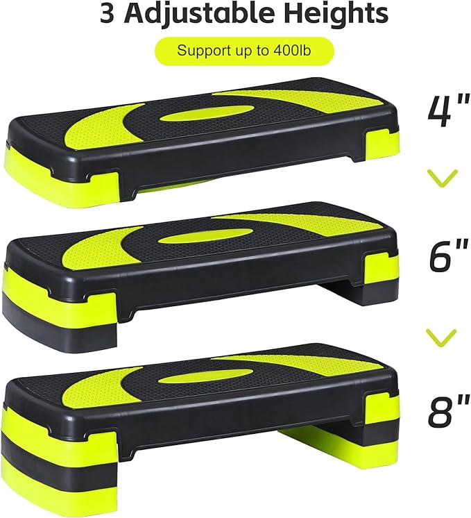 LEMY Adjustable Workout Aerobic Stepper, Exercise Step Platform for Home, Fitness, Gym, Strength Training