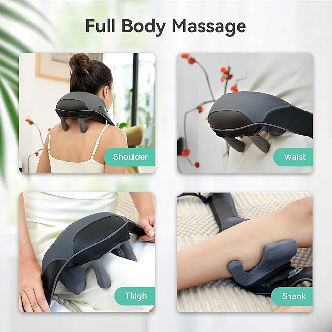 Snailax Cordless Neck Massager with Heat for Pain Relief Deep Tissue, 4D Kneading, Mothers Day Gifts, Rechargeable Shiatsu Back Neck Massager for Neck, Shoulders Back