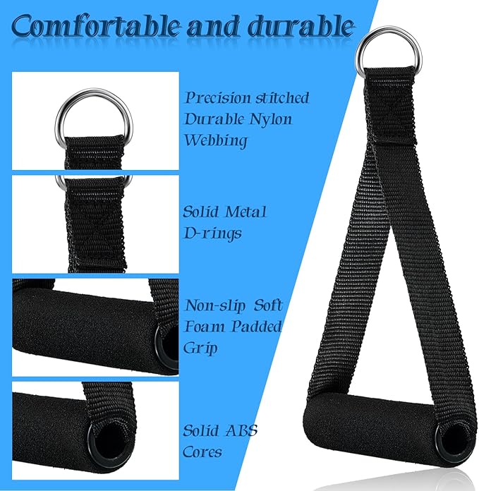 Sumind 40 Pcs Gym Exercise Handles Replacement Cable Machine Attachments for Home Gym Equipment Pulley System Resistance Bands, Strength Trainer, Heavy Duty Workout Handles