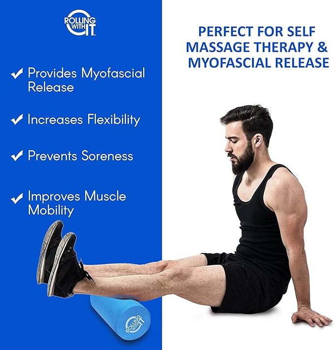Rolling With It Foam Roller with High Density for Physical Therapy, Muscle Roller for Exercise and Muscle Recovery, Eco-Friendly Back Roller, Firm and Smooth Surface Massage Roller, Select Your Size