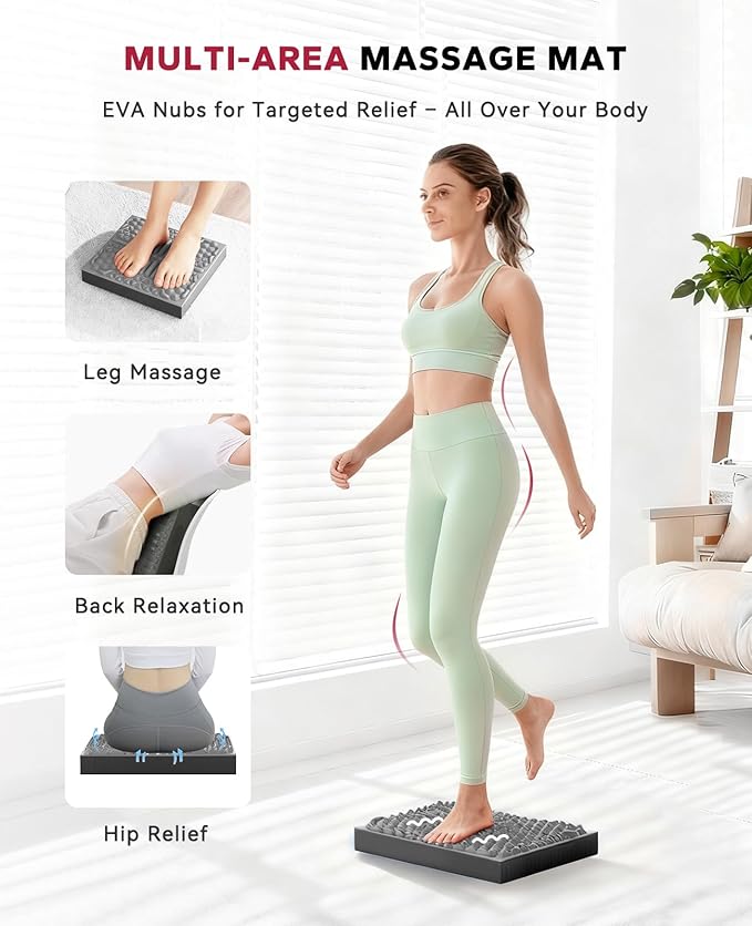 HAPBEAR Exercise Balance Pad - 15"x12" Non-Slip Textured Foam Balance Pad with 2-in-1 Stability & Massage - 2.2" Thick TPE Layer with Soft Cushioning + EVA Massage Layer for Physical Therapy, Core Training & Massage