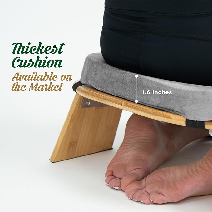 MONK & LLAMA Meditation Bench - Foldable, Ergonomic, Bamboo Kneeling Stool— Perfect Seiza Bench Meditation Stool Chair for Prayer & Travel - Deeper & Enjoyable Sessions