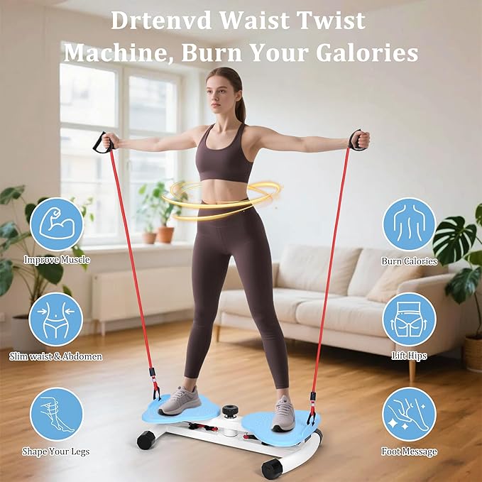 Waist Twister Machine Exercise, Ab Twister Board for Slim Waist and Core Ab Exercise, Noiseless Ab Machine with 300 lbs Weight Capacity, Home Gym Workout Equipment for Women Men