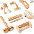 TrelaCo 8 Pcs Wood Therapy Massage Tools Set, Lymphatic Drainage Massager Maderoterapia Kit, Manual Massage Rollers for Muscle Pain Relief, Anti-Cellulite, Body Contouring and Shaping