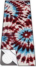 Colorful Star Yoga Towel with Corner Pockets, Non Slip Grip Dots Sweat Absorbent Hot Yoga Mat Towels, Soft Yoga Blankets with Travel Bag, Mat Cover for Workout, Gym, Fitness - 70"x26", Bold Tie-dye