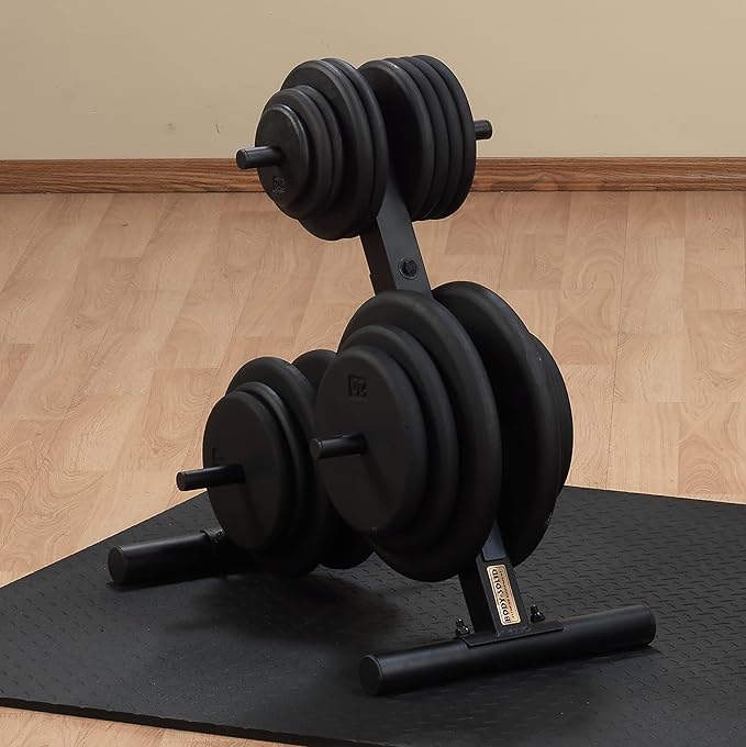 Body-Solid Standard Weight Tree Rack - Weight Plate Storage Racks 1000lb Weight Capacity, Hold Weightlifting Barbell Plates - Strength Training Plate Holder Stand For Home & Commercial Gym