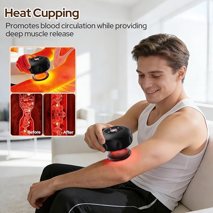7-in-1 Electric Cupping Set, 12 Levels Cupping Kit for Massage Therapy for Targeted Pain Relief, Knots, Aches, Muscle Soreness - 2Pcs(Black)