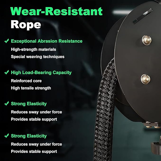 Pulley Cable Machine System, 4m Endless Rope Trainer, Portable Cable Pulley System with Adjustable Resistance, Hanging Rope Puller Upper Limb Strength Training Ropes Climber up to 330lb