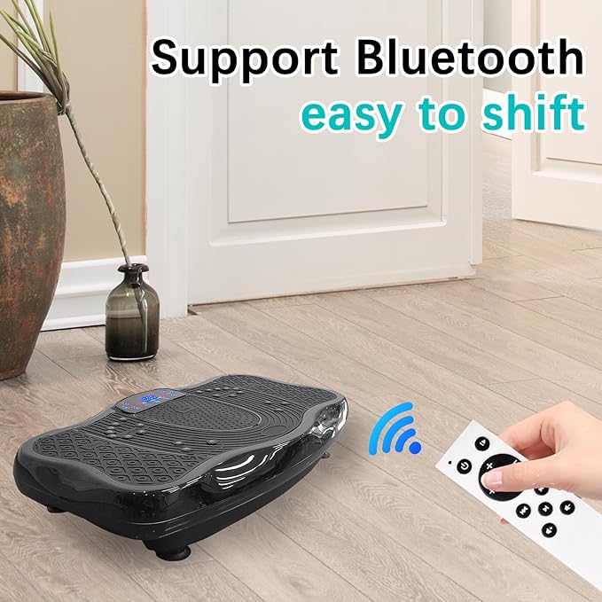 330lbs 120 Levels Vibration Plate Exercise Machine - Whole Body Workout Vibration Fitness Platform w/ Resistance Bands - Home Gyms Workout for Weight Loss & Toning,Black