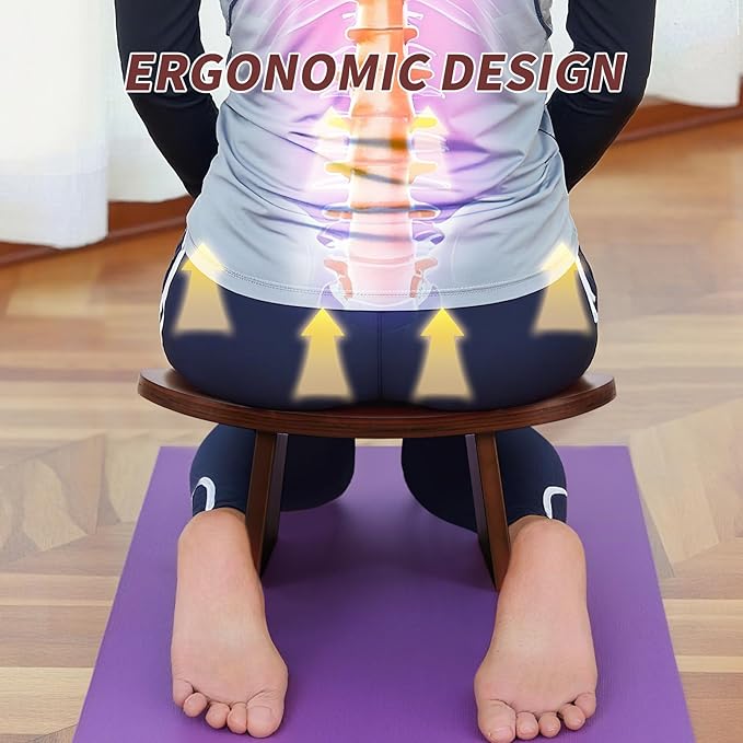 Meditation Bench - Ergonomic Kneeling Stool for Yoga & Prayer, Portable Floor Seating for Home, Office, Travel | Zen & Mindfulness