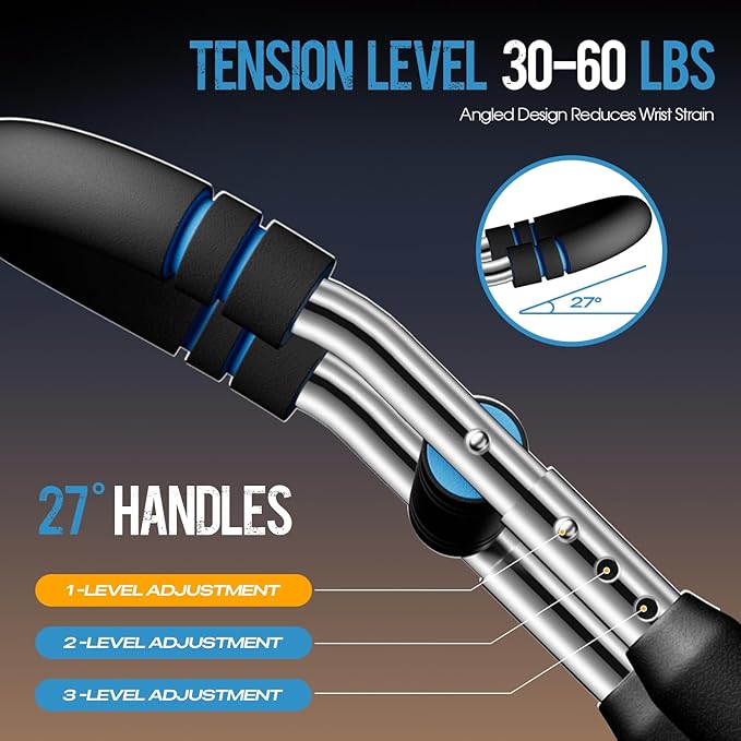Twister Arm Trainer, Adjustable Twister Arm Chest & Arm Workout Equipment for Men & Women, Ergonomic Detachable Arm Trainer Home Gym Strength Trainer with Anti-Slip Handles & Carry Bag
