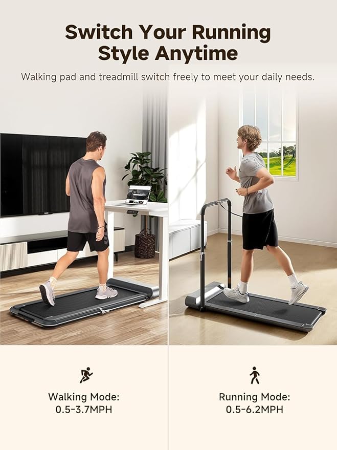 WALKINGPAD Folding Treadmill, 2 in 1 Walking Pad Under Desk Treadmill for Home and Office, Compact Foldable Design with App Control and LED Display