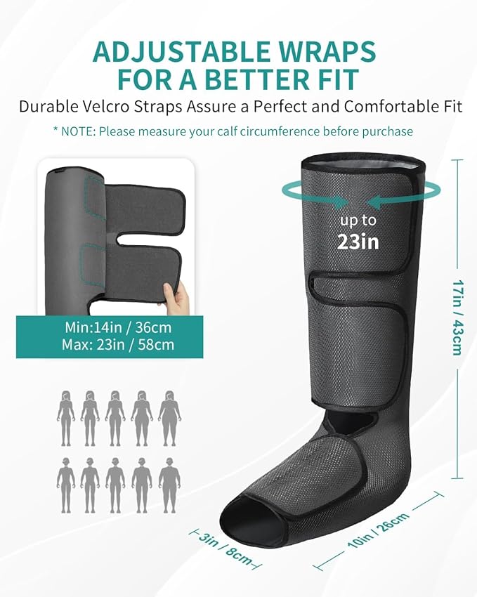 Nekteck Leg Compression Massager for Circulation and Relaxation, FSA Eligible Foot and Calf Massage Machine 2 Modes 3 Intensities with Hand-held Controller for Pain Relief, HSA Adjustable Leg Wraps