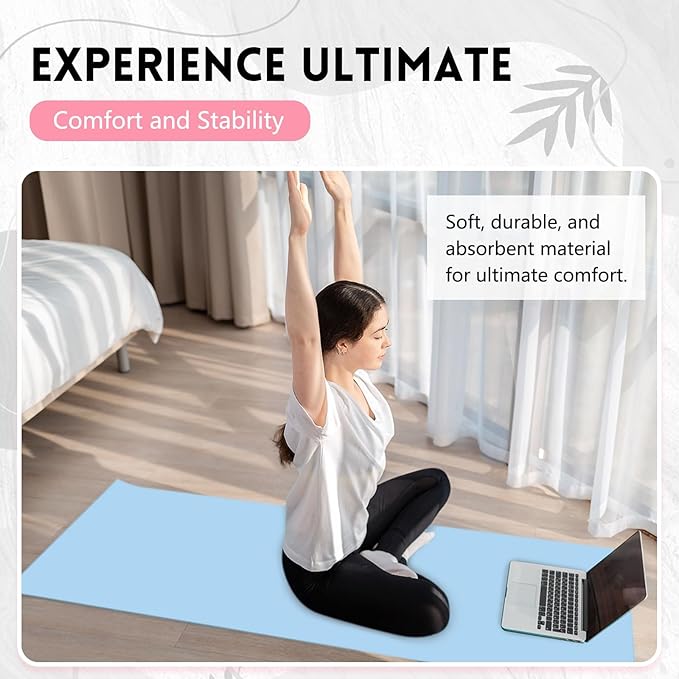 Breling 4 Pack 72" x 24" Hot Yoga Towel Non Slip Microfiber Mat Towel Sweat Absorbent Soft Pilates Mat Essentials for Hot Yoga Pilates Exercise(Purple, Pink, Blue, White)