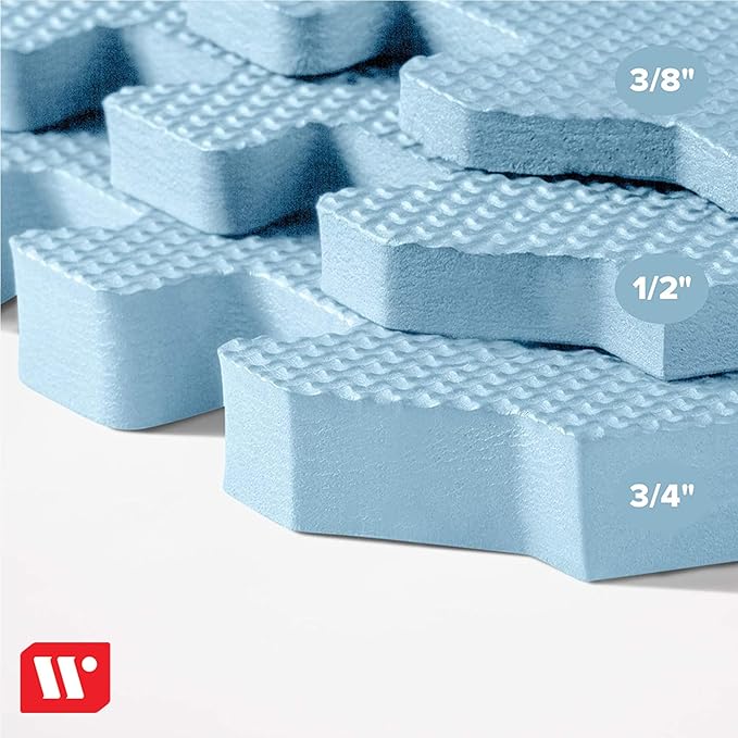 We Sell Mats 3/8" Thick Multipurpose EVA Foam Exercise Floor Mat, Interlocking Tiles, Anti-Fatigue for Home or Gym