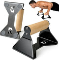 Rocalt Parallettes Push Up Handles - 550LBS Ergonomic Beech Wood Push Up Bars, Heavy Duty Steel Calisthenics Equipment for Home Gym, Anti-Slip Push Up Stands No Wrist Pain