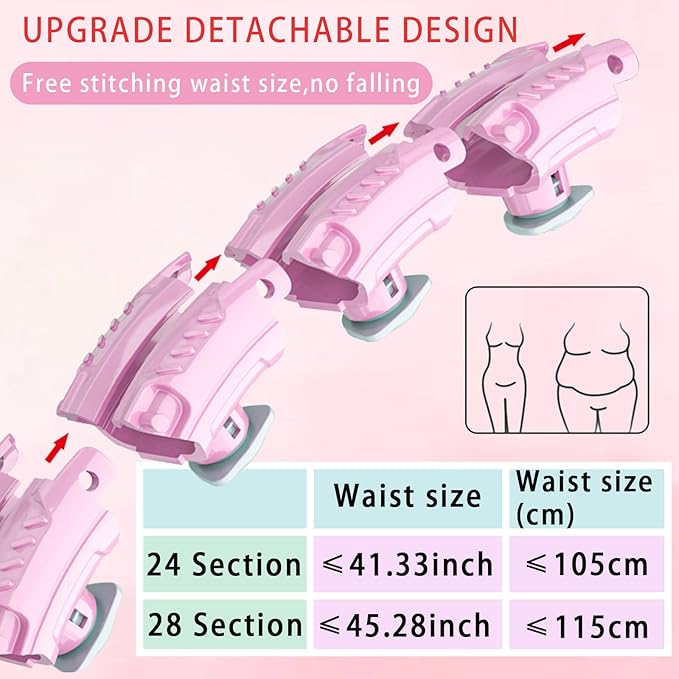 Weighted Hula fit Hoop,Smart Weighted Exercise Hoop for Women Adults Weight Loss,Plus Size Portable Infinity Hoops Adjustable Length 2 in 1 Abdomen Fitness Massage Home Workout Equipment