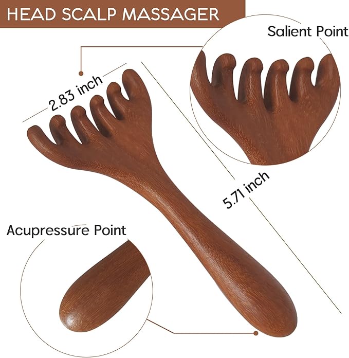 Head Massager Scalp 2 Pack, Protable Head Scratcher Massager for Relaxation & Stress Reduction, Scalp Wood Comb Gift for Mother, Sister and Lover