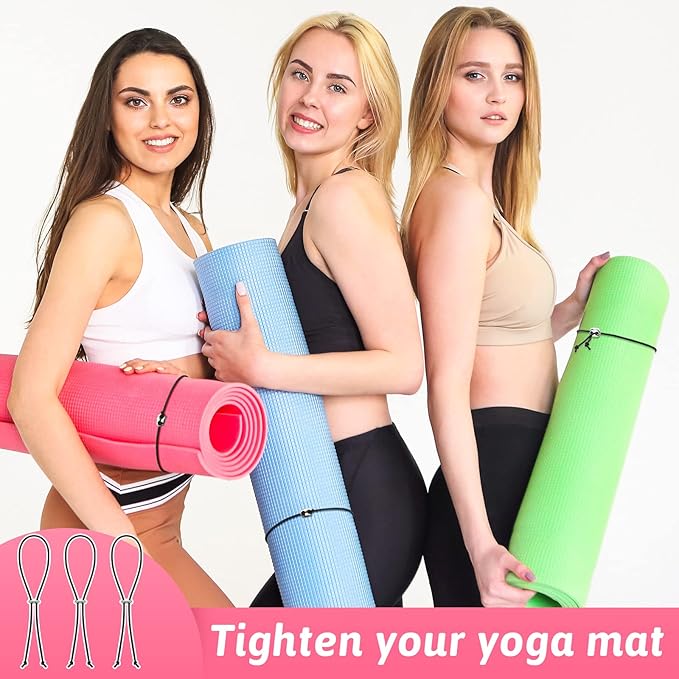8 Pcs Yoga Mat Straps for Carrying Elastic Yoga Mat Band Storage Yoga Mat Carrier Strap for Exercise Carrying Most Size Mats, 8 Inches in Length, Black