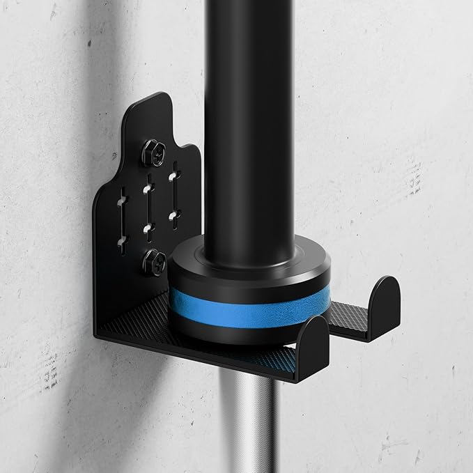 Barbell Wall Holder,Olympic Hanger,Garage Gym Bar Wall Rack,Vertical Barbell Mount Rack,Space Saving Commercial or Home Gym Accessory,Holds Under 33mm Bar Size