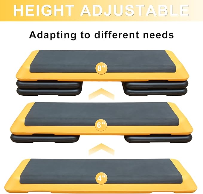 Aerobic Step Platform 30" × 14" Height Adjustable Workout Step for Fitness Strength Training with Risers Exercise Platform for Home Gym