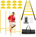 Agility Poles Training Equipment- Includes 6 Agility Poles, 6 Jumping Hurdles, Agility Ladder, 12 Soccer Cones, 1Jump Rope, Soccer Training Poles for Speed Training, Soccer Agility Training